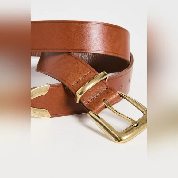 Madewell Brown Leather Belt with Gold Buckle XL - Picture 6 of 12